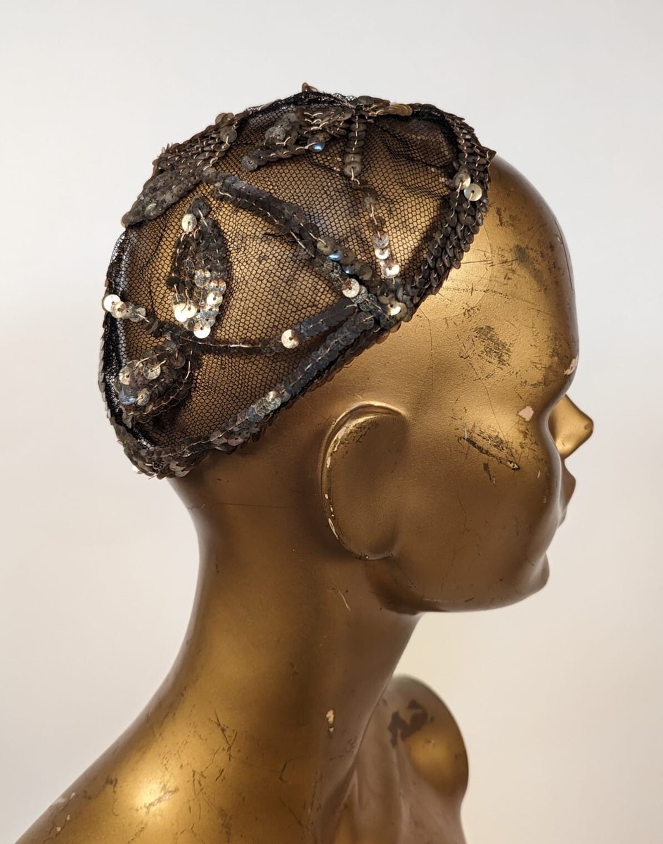 FLAPPER 1920'S SHIMMERING SEQUIN JULIET NET SKULL CAP | eBay