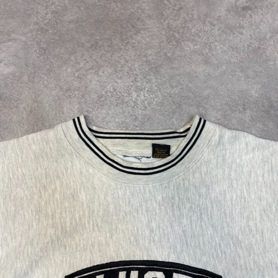 Lugz Jeanz Sweatshirt Mens Heavyweight Spellout Y2K Jumper, Grey, XL image 7