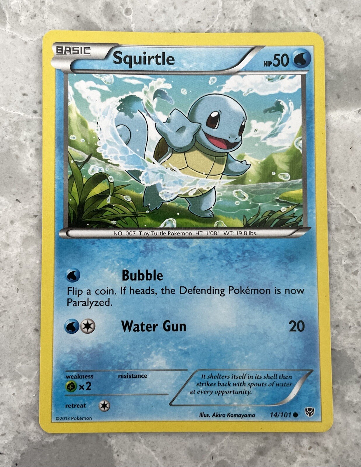 2013 Pokemon Squirtle 14/101 HP50 Basic, Plasma Blast. Mint Condition.