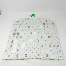 Vintage MAH JONGG MAHJONG Set Green White Two Tone 151 tiles & dice & counter