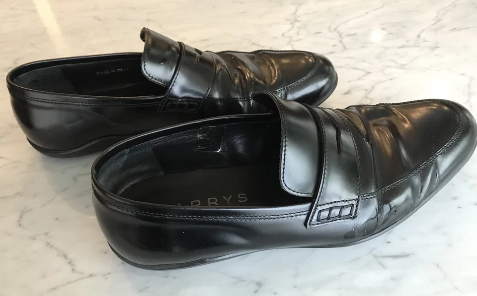 Zapatos mocasines Harrys of London de cuero negro para hombre talla 41,5 Foto 2 de 4