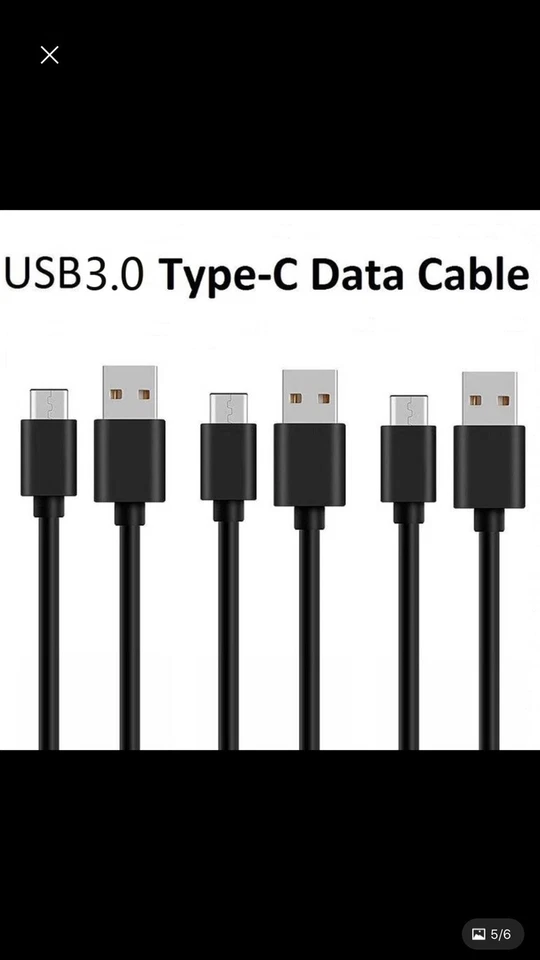 2 Pack Black USB Type-C Cable For iPhone & Android Devices - Image 3 of 4