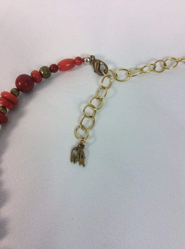 Impresionante Collar Carolyn Pollack Plata de Ley 925 Latón Coral Rojo Foto 3 de 4