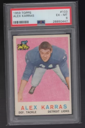 1959 Topps #103 Alex Karras Rookie Card (RC) - PSA 6 HOF