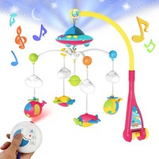 Baby Mobiles Crib with Music Box Lights Rattle Toy Spinning Nursery Gift Kids