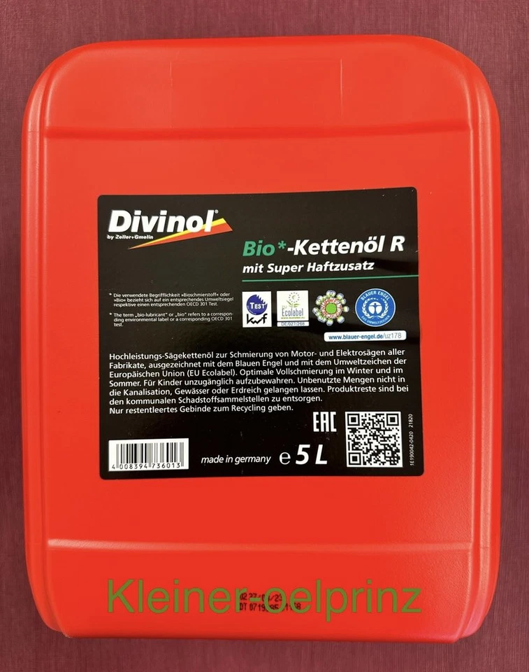 5 L Divinol Bio-Kettenöl R Sägekettenöl mit blauem Engel / Haftöl / Kettenöl
