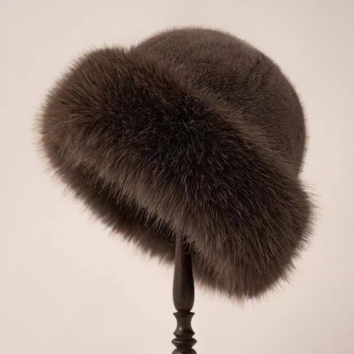 Women Faux Fur Mongolian Hats Cap Brimless Plush Fluffy Skiing Riding Warm - Picture 7 of 16