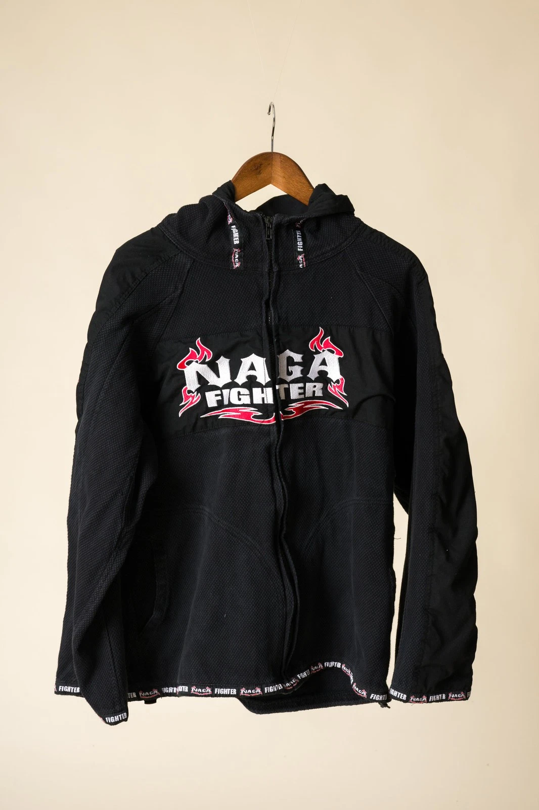 NAGA Fighter Black Flame Logo Zip Grappling Hoodie Jacket Unisex image 2