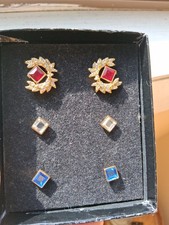 Vintage Joan Rivers 3 Multi-Color Interchangeable Pierced Earrings Set