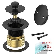Bathtub Drain, Hair Catcher and 2-Hole Overflow Faceplate, 11.5/16 Matte Black
