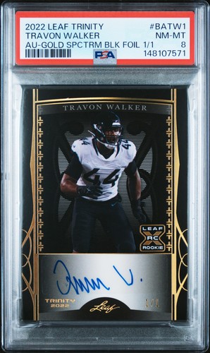 2022 LEAF TRINITY AUTOS GOLD SPCTRM BLACK FOIL 1/1 TRAVON WALKER 1/1 PSA 8