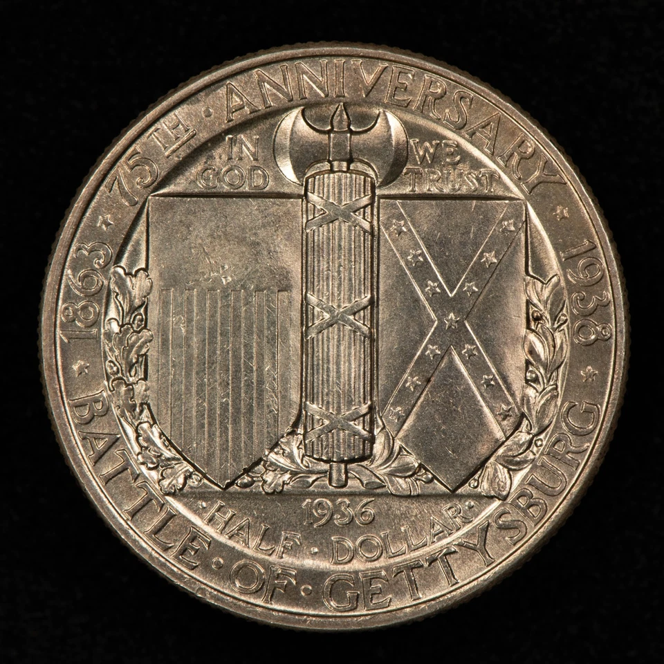 1938 50c Gettysburg Anniversary Commemorative Silver Half Dollar - SKU-C1258 - Image 3 of 4