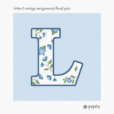 Letter L Vintage Wedgewood Floral Pale Needlepoint Kit or Canvas