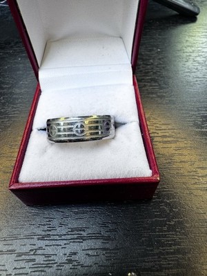 Silver Tone Patterned Wedding/Anniversary Band Ring Size 12, No Stone