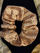 NWOT. Embellished Satin Jumbo Scrunchie in Rose Gold