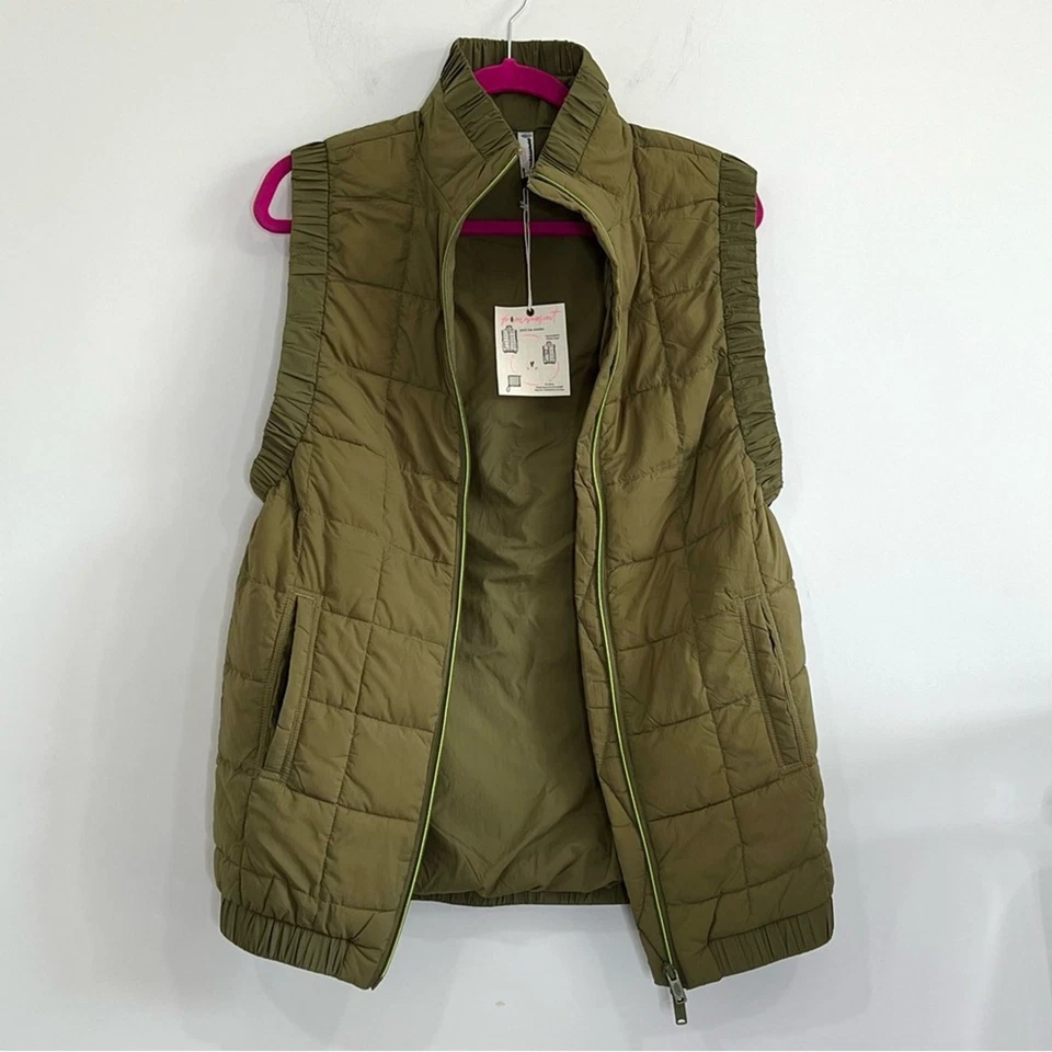 NUEVO Chaleco acolchado Free People Movement largo Piper embalable verde talla XS Foto 3 de 4