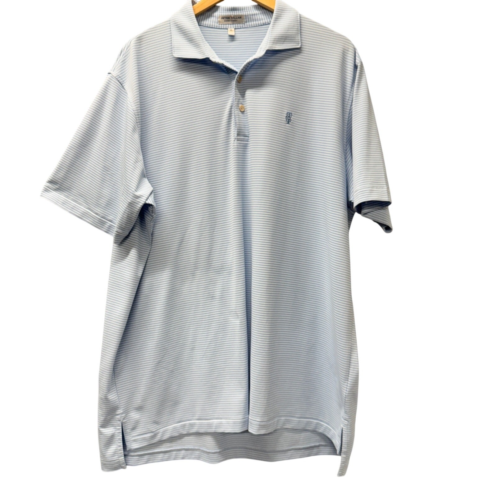 Peter Millar Polo Shirt Mens XL Blue Stripe OLD TOWN CLUB GOLF Summer Comfort