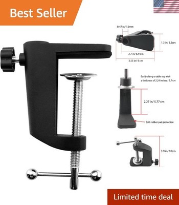 Durable Black C-Clamp Bracket Holder for Desk Lamp & DIY Projects - Secure Fit