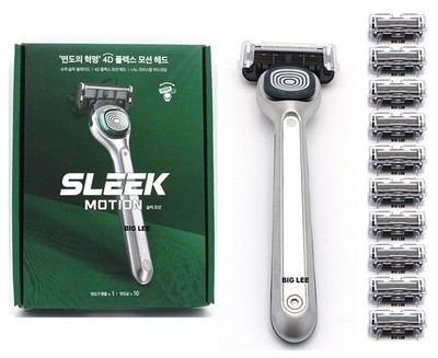 Dorco Super Sleek Blade Motion 4D Flex Motion Head Razor Handle + 10 Cartridges