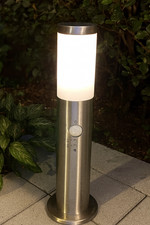 Image of Stainless Steel Outdoor Bollard Light Garden Path Lamp & PIR Motion Sensor IP44