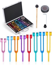 8 PCS Tuning Forks for Healing Set, Weighted Rainbow Color Chakra Frequencies...