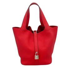 HERMES Picotin Lock MM X stamp Bougainvillea Silver Hardware Togo Handbag