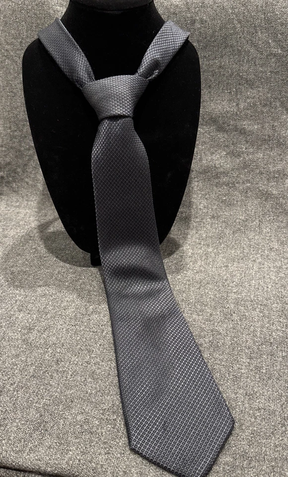 Black Brown 1826 Men's Necktie Tie Dark Gray 3.5”X61” - Image 2 of 4