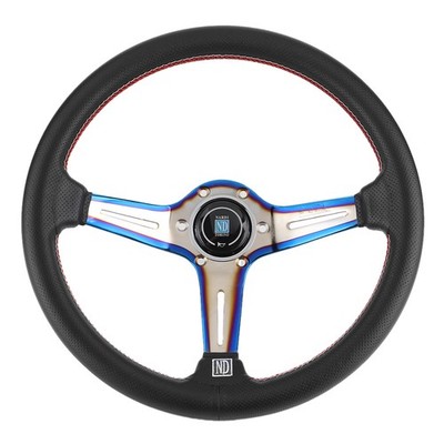 Universal 350mm Black Leather Racing Steering Wheel For Car Modified Access EZYW