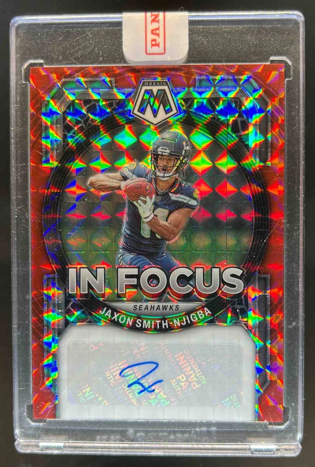Jaxon Smith-Njigba Panini Mosaic in Focus Signature #IFJSN Fusion Green & Black Choice