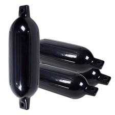4-Pack Ribbed Marine Boat Fender with Dock Shield Protection-Black - Color: Blac