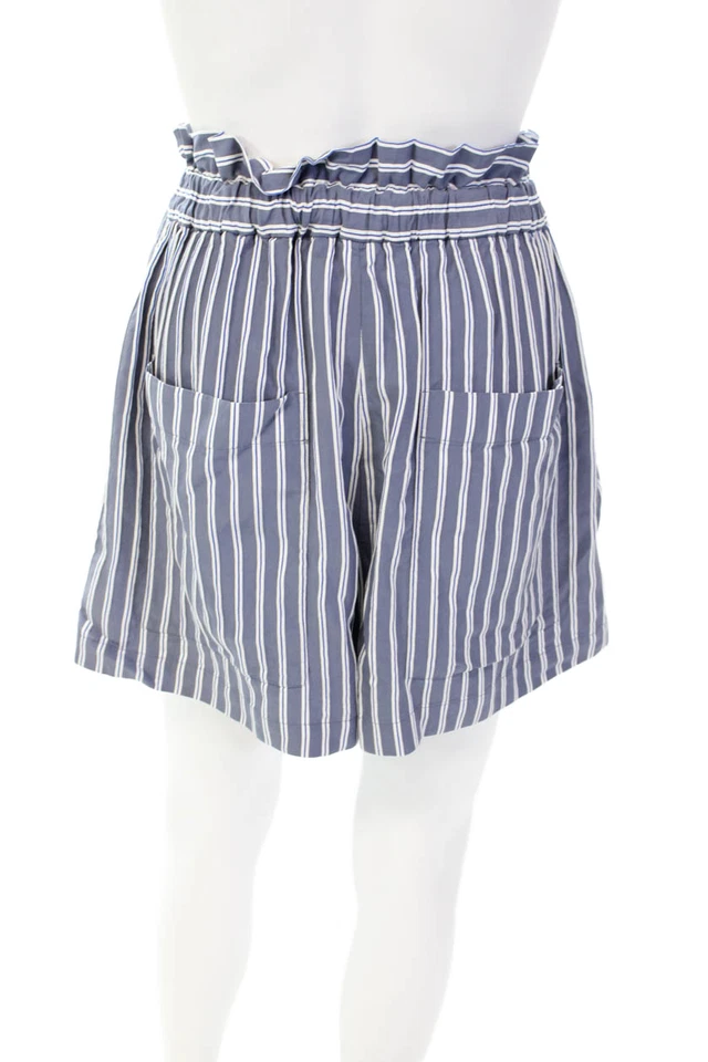 Pantalones Cortos Informales Tibi Para Mujer Estampado A Rayas Cintura Elástica Bolsillos Azul Talla L Foto 3 de 4