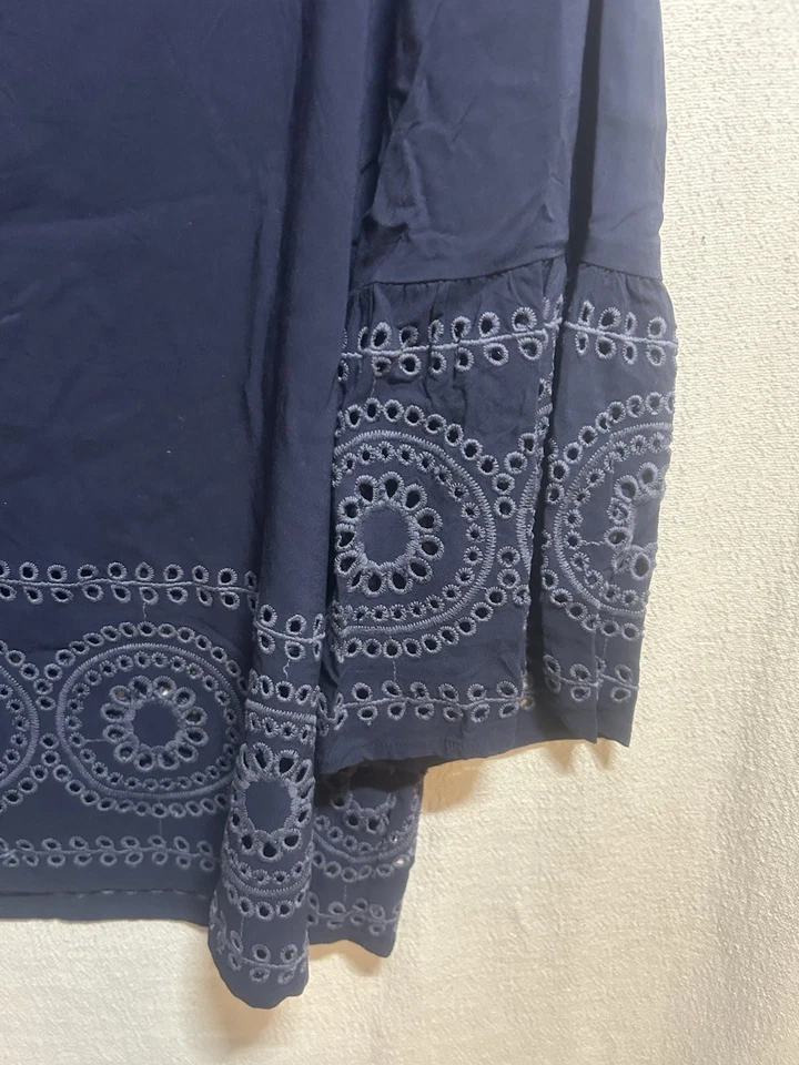 Blusa para mujer Crown & Ivy azul marino manga larga patrón recortado talla XXL Foto 2 de 4