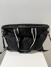 Coach Black Nylon Diaper Bag Tote Baby Messenger Crossbody Purse Purple Interior