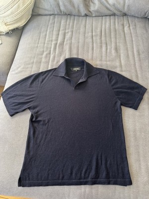 The Monaco Cashmere Poloshirt Herren Gr. M dunkelblau Kurzarm