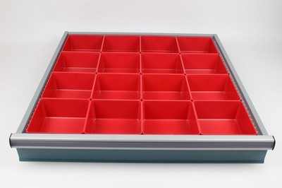 16 Red Tool Chest Drawer Organizers - 6 x 6 x 3 Inch Deep (actual depth 2-3/4)