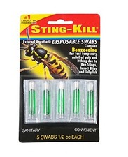 2 Pack Sting Kill Extermal Anesthetic Disposable Swabs 5 Each