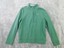 Vineyard Vines Sweater Kids Small 8-10 Green 1/4 Zip Pullover Pima Cotton Whale