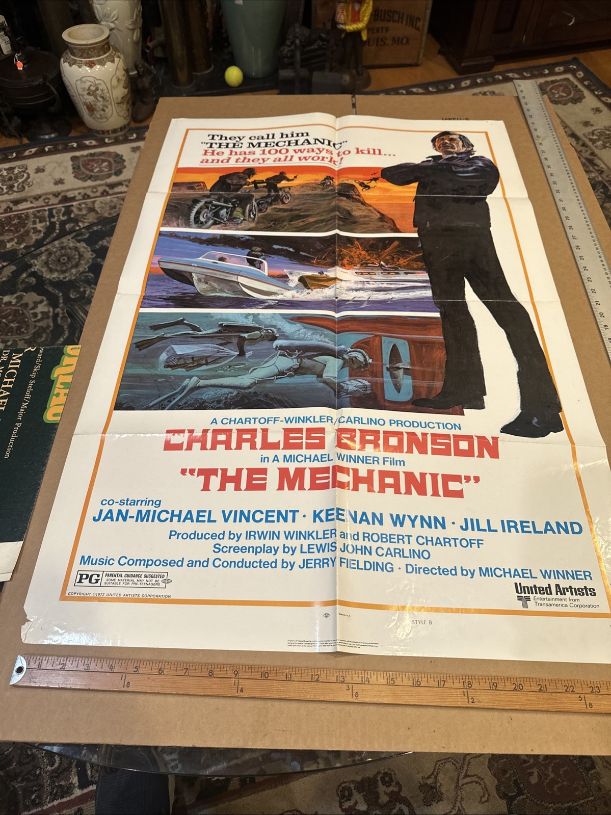 The Mechanic [1972] Charles Bronson ORIGINAL movie poster FREE SHIP