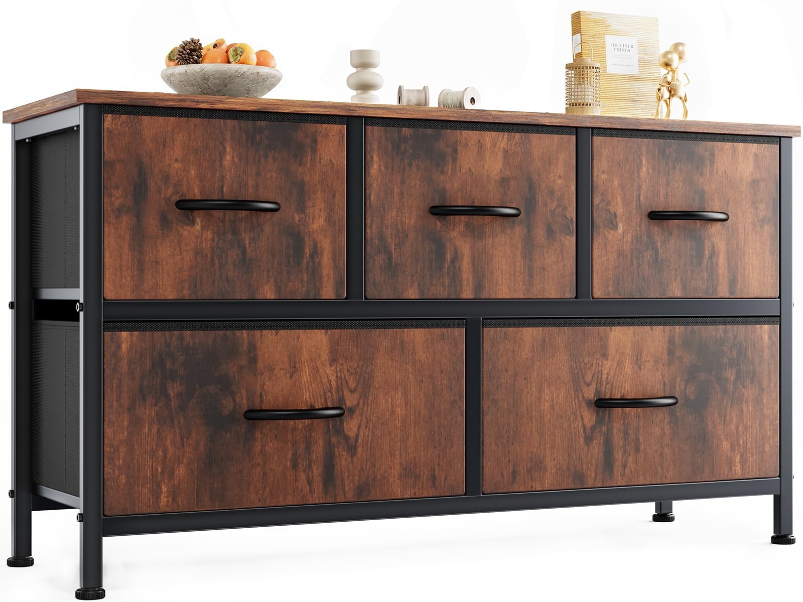 5-Drawer Wide Fabric Dresser for Bedroom Storage and Organization-image
