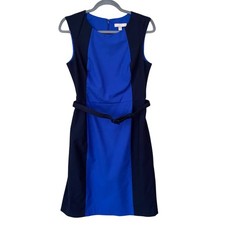 Banana Republic Womens Size 6 Blue Color Block Sleeveless Sheath Dress w Belt