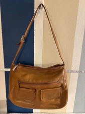 Giani Bernini Cognac Pebbled Leather Triple Compartment Shoulder Bag with Front 