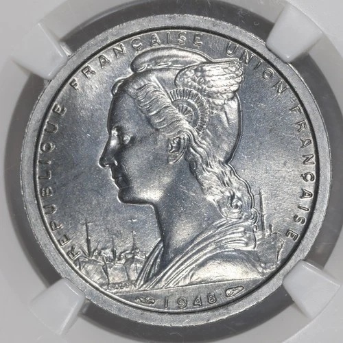 1948 French Cameroon Aluminum 2 Francs NGC MS64