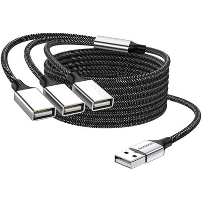 USB 3.0 Splitter Kabel 2m USB Typ B auf 3 USB A Adapter Hub Schwarz