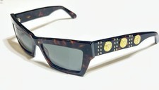 Vintage Versace Medusa Shield Sunglasses Tortoise Gold Medallion Italy Y2K