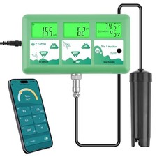 pH Monitor Hydroponic Continuous 7 in 1 EC pH TDS CF ORP Monitor White