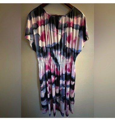 New with tags petite lg soft surroundings Abelia dress magenta multi poly/spande
