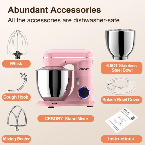 3-IN-1 Electric Stand Mixer, 6.5QT Bowl 10-Speed Kitchen Mixer, Household Foo... - Picture 2 of 6