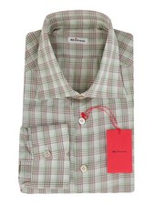 Kiton Light Green Plaid Linen Blend Shirt - Slim - KT1114237