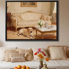 Labrador Framed Oil Painting Dog Canvas Print Living Room Wall Art Decor