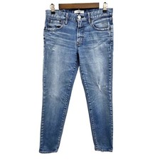 Moussy Vintage Blue Skinny Jeans Distressed Raw Hem Zip Fly 28 Stretch Denim